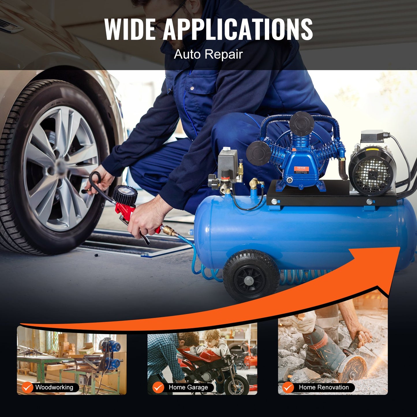 VEVOR Air Compressor Pump Head, 10HP 17.5CFM @ 90PSI, 3-Cylinder Oil Lubricated Air,-$185