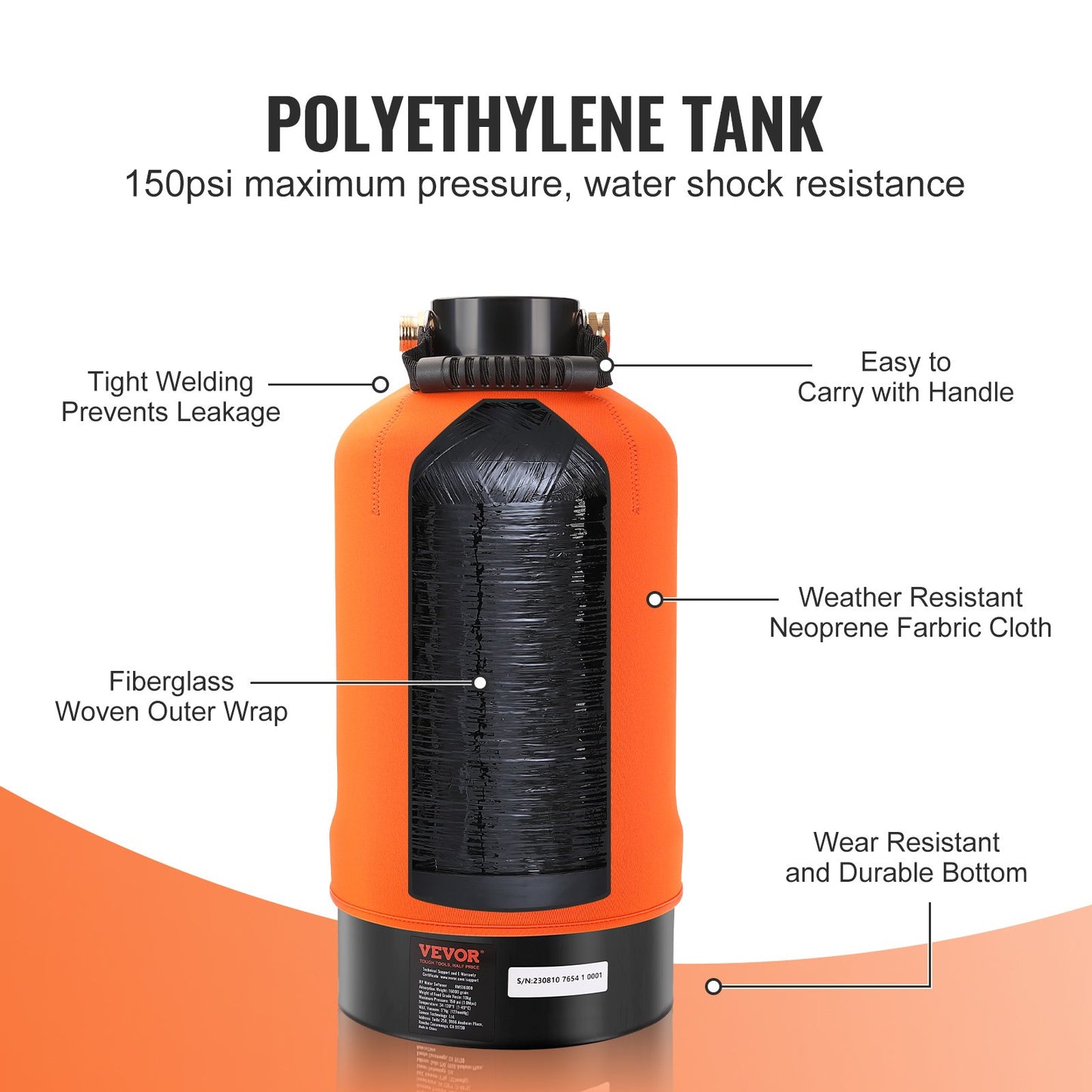 VEVOR RV Water Softener, 16,000 Grain Portable Water Softener, with 3/4" Brass Fittings and 42" Hose,-$125
