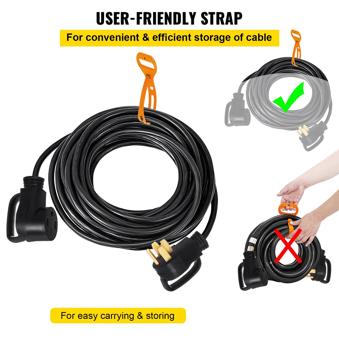 VEVOR 50 FT 50 Amp RV Extension Cord NEMA N14-50P to N14-50R, 125 / 250V Heavy Duty,-$200