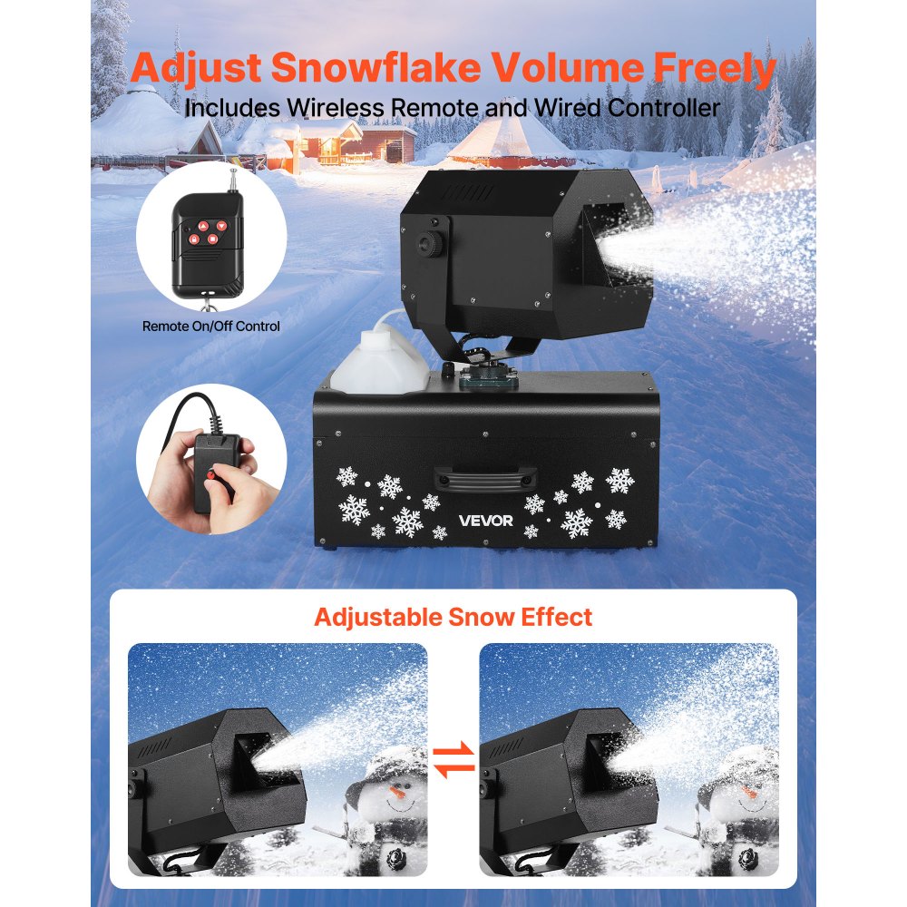 VEVOR Snow Machine, 2000W 90°Shaking Head Snow Maker by Wireless/Wired Remote Control,-$135