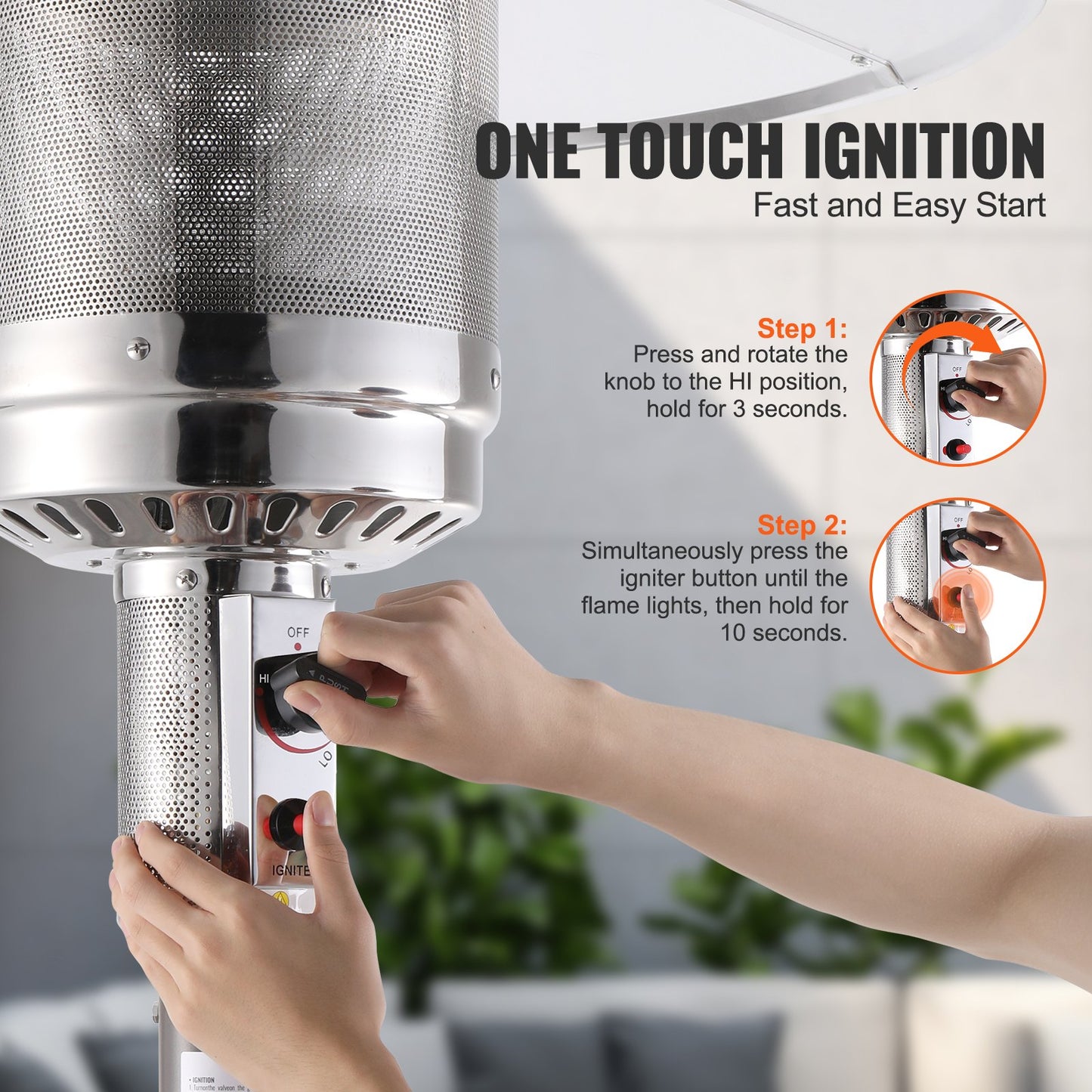 VEVOR Patio Heater for Outdoor Use, 50000BTU Propane Heater Tall Hammered With Round Table,-$130