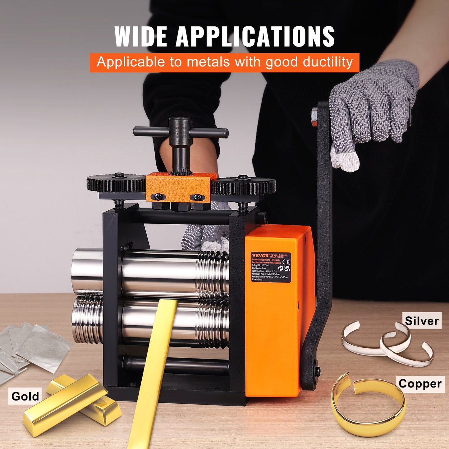 VEVOR Rolling Mill, 3"/76 mm Jewelry Rolling Mill Machine, 1: 2 Gear Ratio, 3-in-1,-$125
