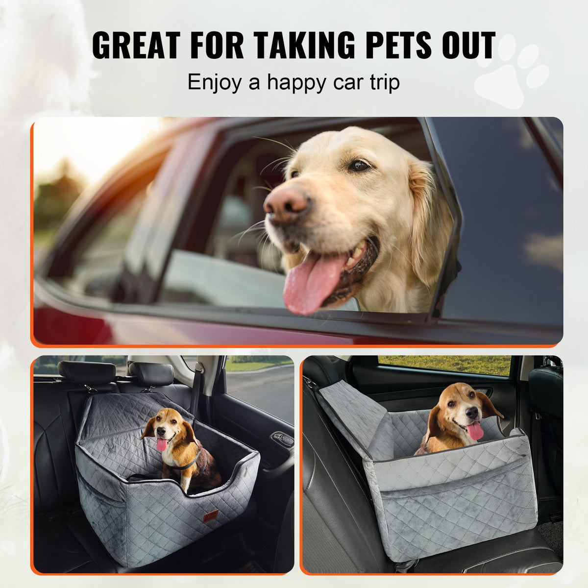 VEVOR Dog Car Seat,Dog Booster Seat for Car with A Storage Pocket,Filling or Medium & Large up to 55 lbs $45