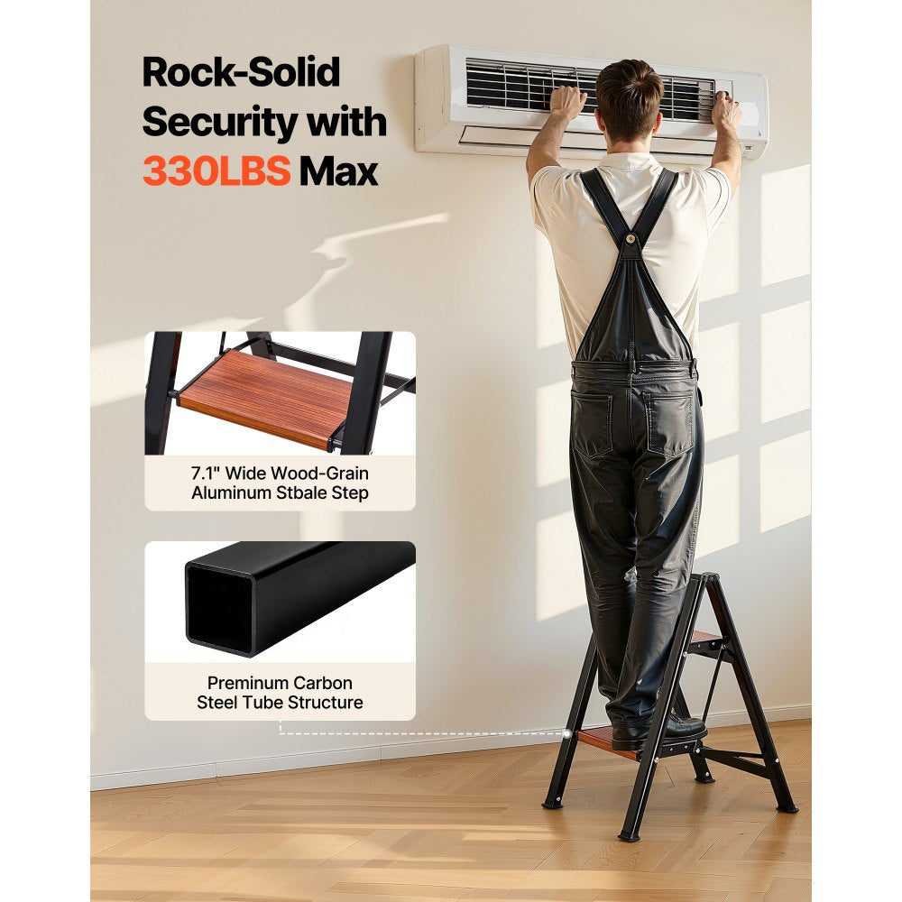 VEVOR 2 Step Ladder, Folding Step Stool with Wide Anti-Slip Pedal and Comfort Handgrip,-$30