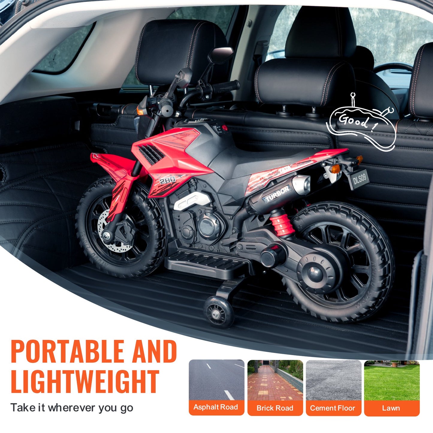 VEVOR Kids Ride On Motorcycle, 12V Battery Powered Electric Motorcycle with Speed Up to 3mph,-$90