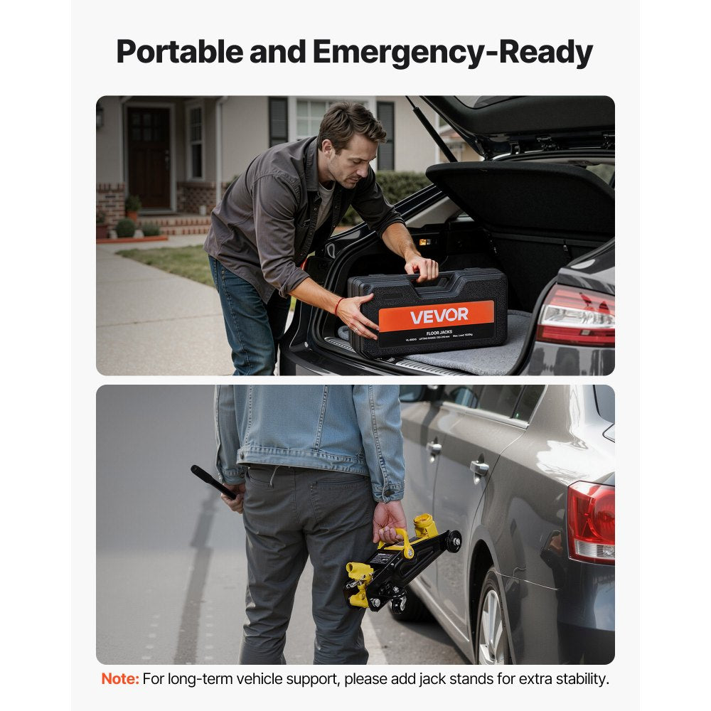 VEVOR Low Profile Floor Jack, 1.5 Ton (3300 lbs) Capacity, Steel Racing Floor Jack,-$45