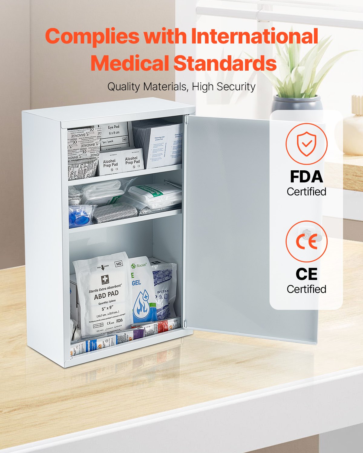 VEVOR 3-Shelf First Aid Cabinet, 1000 Pieces, Large Capacity First Aid Kit, Wall Mounted Cabinet,-$70