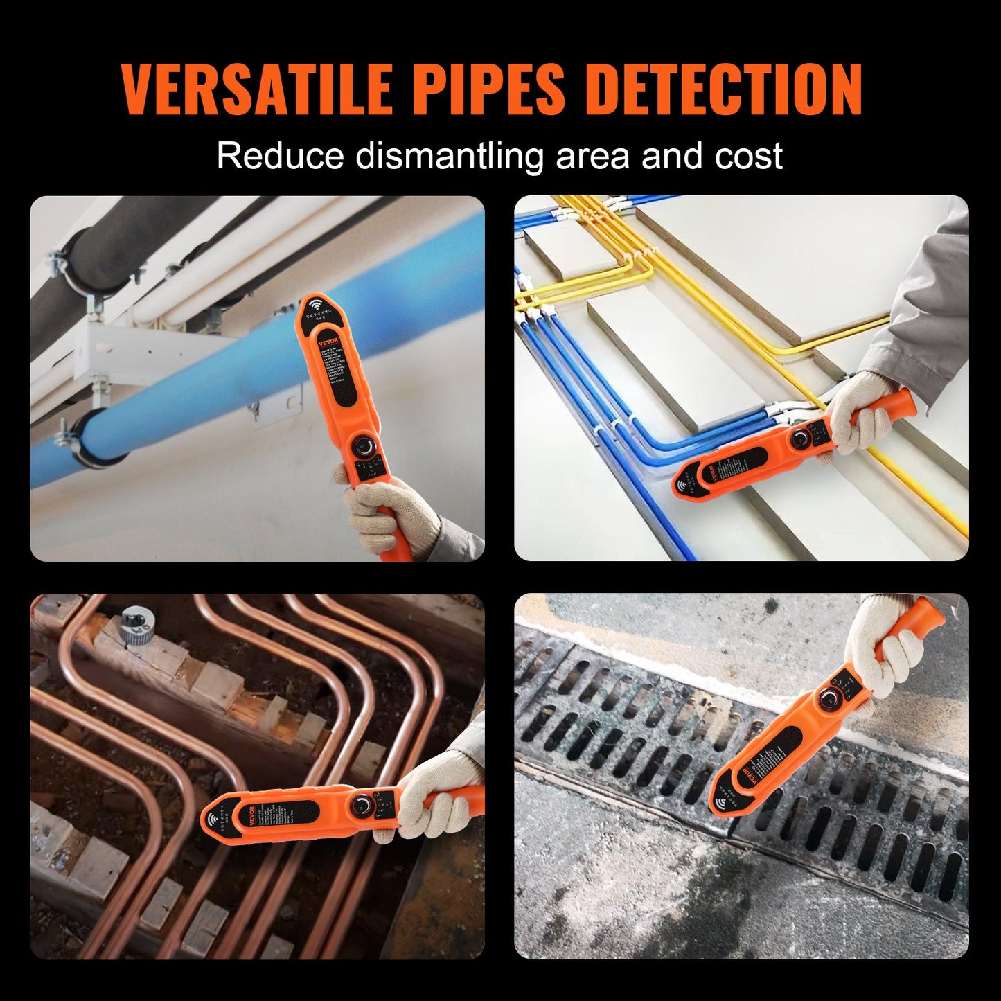 VEVOR Pipe Locators, 100ft/30m PVC Pipe Locators Underground, IP67 Waterproof Pipe Blockage,-$55