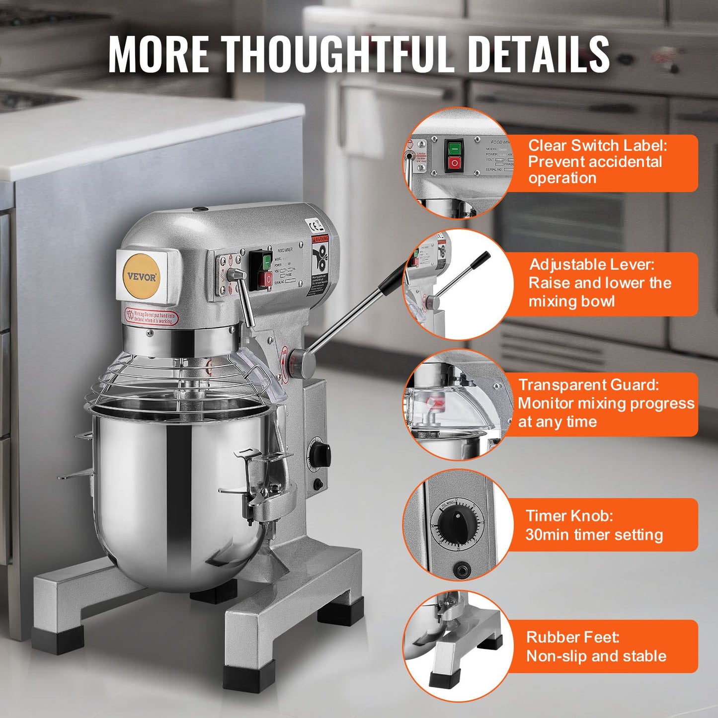 VEVOR Commercial Food Mixer, 14L Commercial Stand Mixer with 3 Adjustable Speeds, 550W,-$550