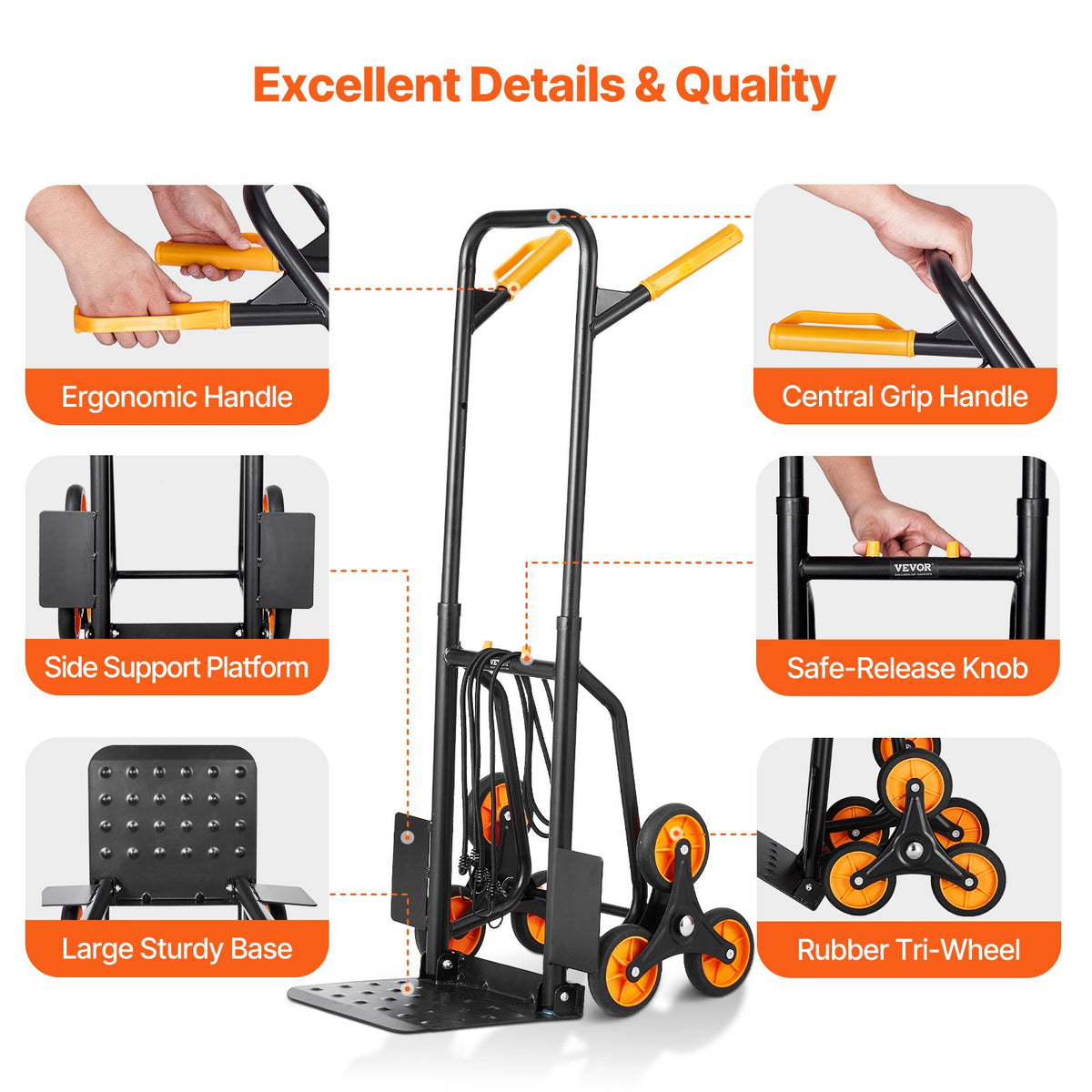 VEVOR Stair Climbing Cart, 440 lbs Capacity Stair Climber Hand Truck and Dolly, Heavy-Duty Folding,-$80