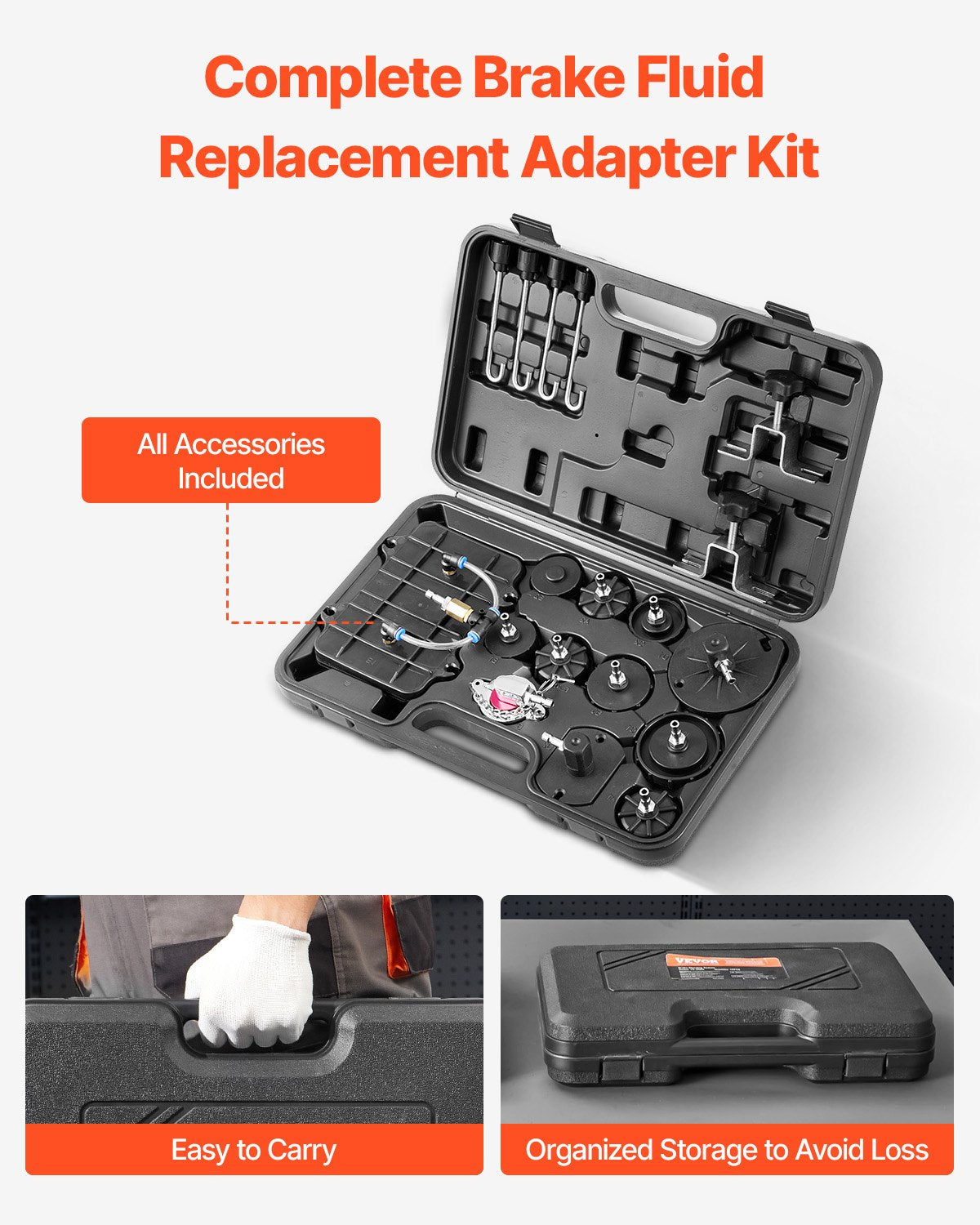VEVOR Brake Master Bleeder Kit, 12 Pcs, Professional Brake Bleeder Adapter Set with Complete Kit,-$50