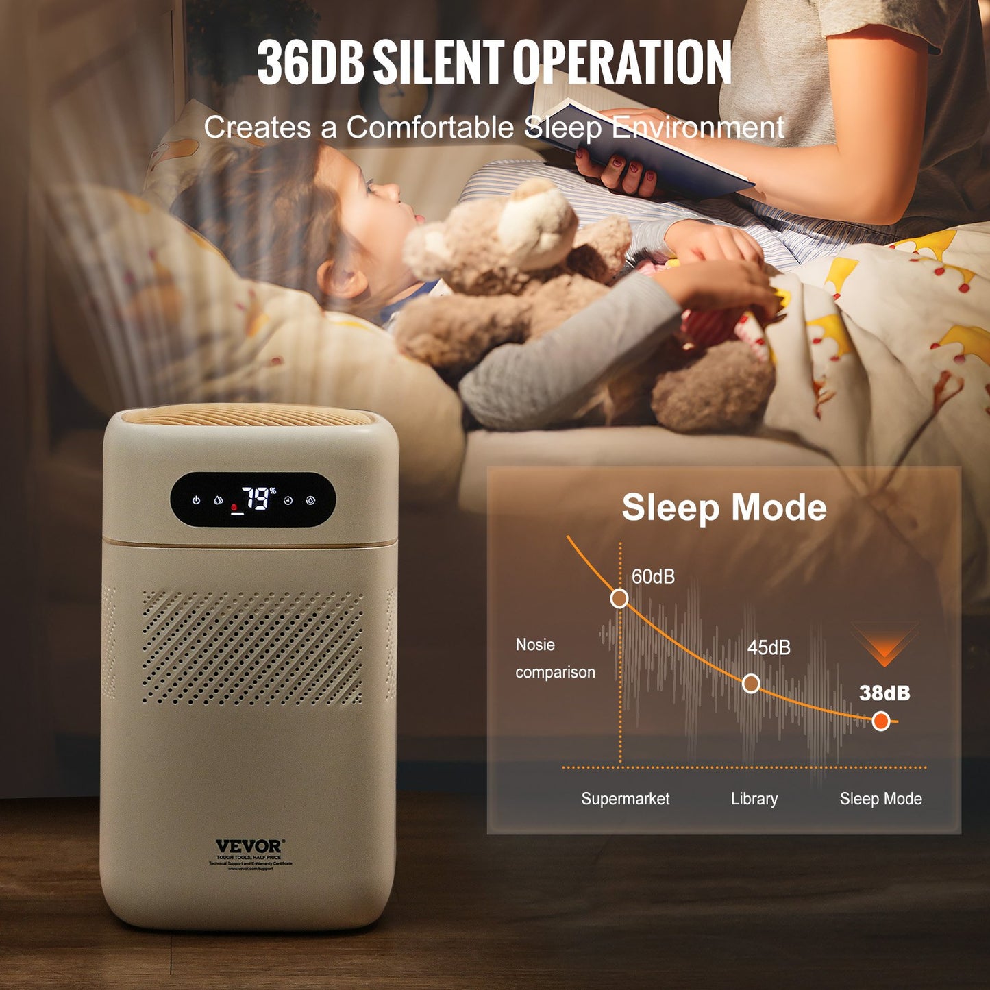 VEVOR Evaporative Humidifier for Whole House up to 215 sqft, 480 ml/h Smart Cool Moisture Humidifier,-$60