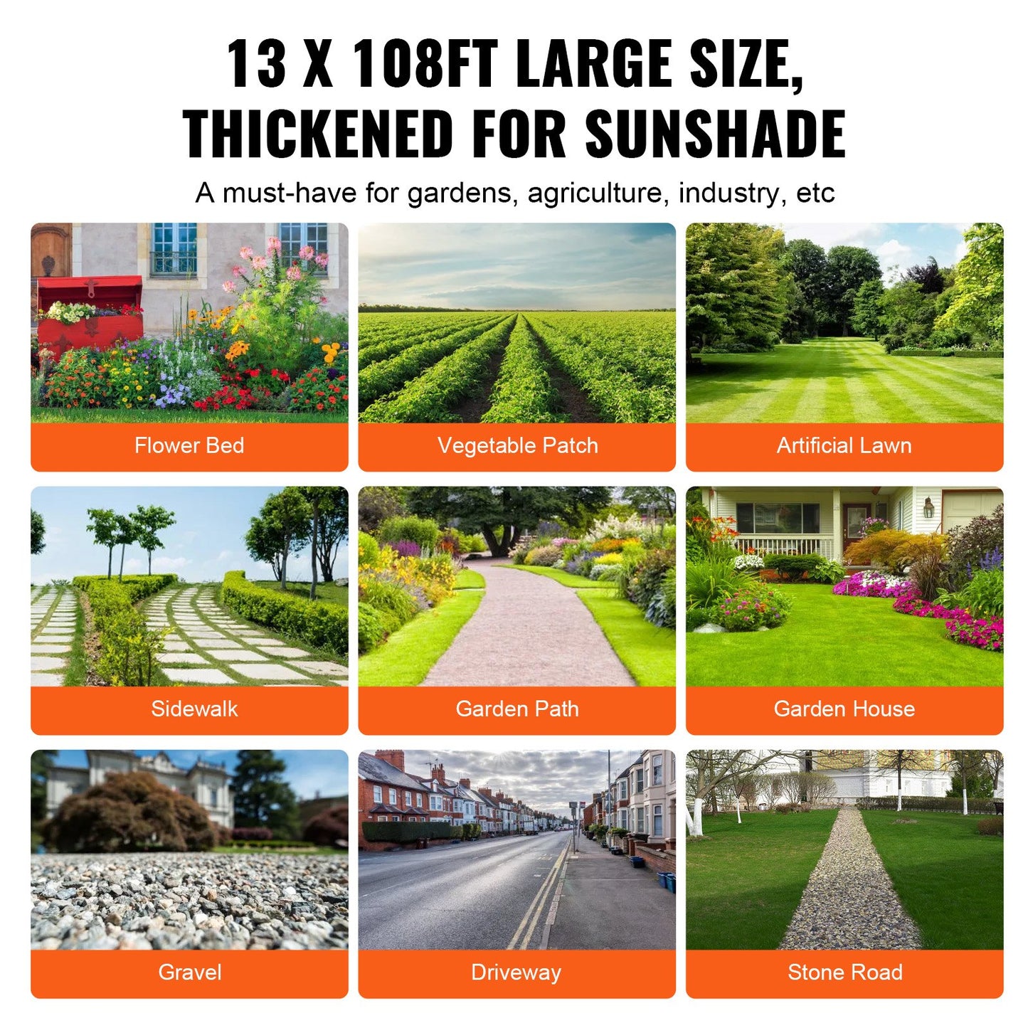 VEVOR 13FTx108FT Premium Heavy Duty Weed Barrier Landscape Fabric, 5.0OZ Woven Geotextile,-$85