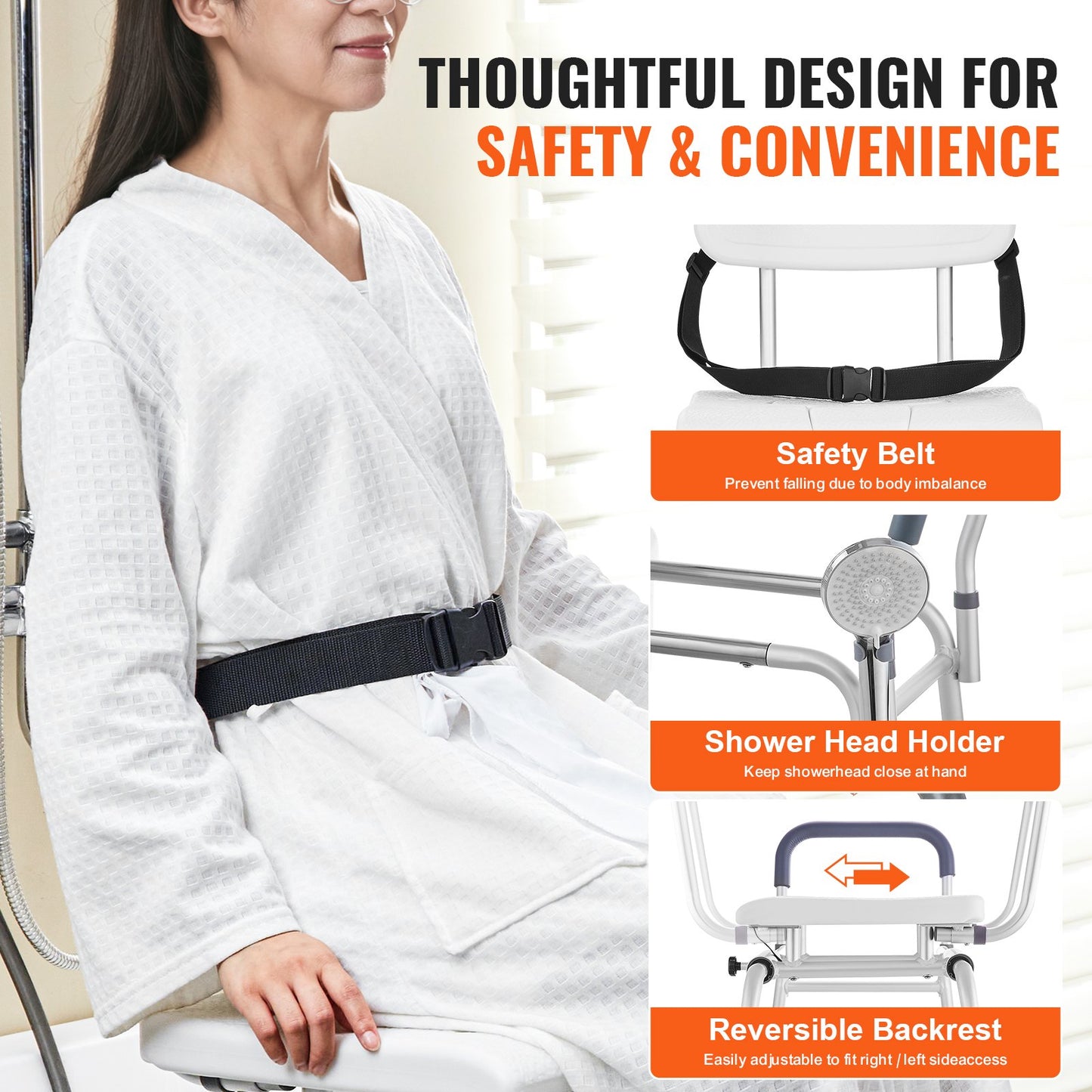 VEVOR Sliding Tub Transfer Bench, Height Adjustable Bathtub Transfer Bench with Cut‑Out Seat,-$75