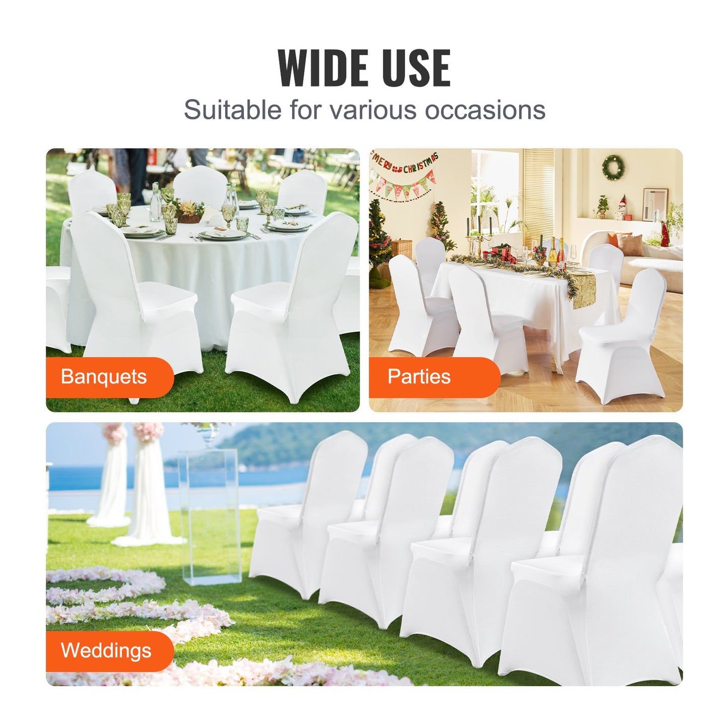 VEVOR Stretch Spandex Folding Chair Covers, Universal Fitted Chair Cover, Removable(30PCS White)-$45