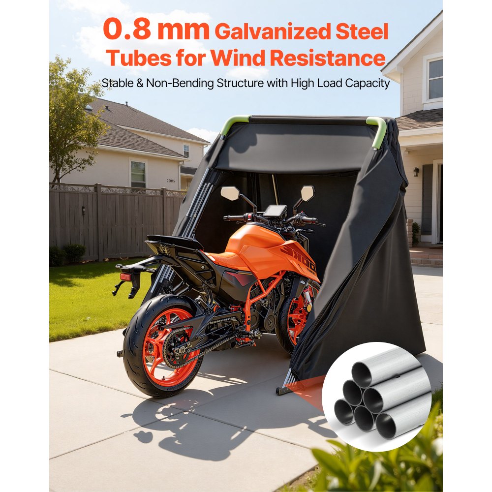 VEVOR Motorcycle Storage Shelter with Security Lock, 600D Oxford Flip-Up Garage Tent,-$105