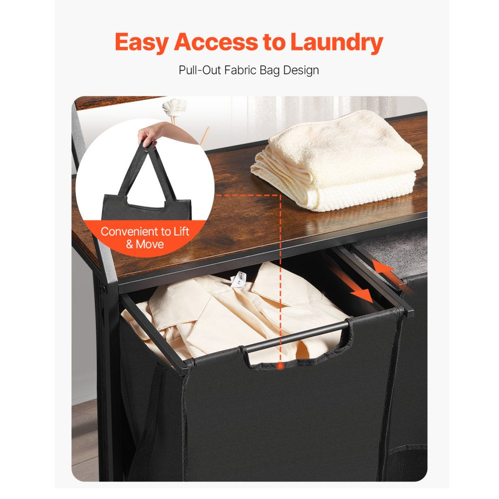 VEVOR 2 Tiers Laundry Sorter, Tall Laundry Hamper with Metal Frame and Wooden Tabletop,-$50