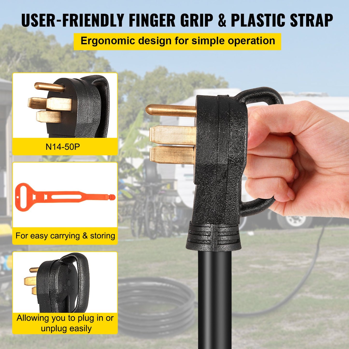 VEVOR Generator Power Cord Power Cable 15' 50A 125/250V 14-50P to CS6364 Locking,-$80