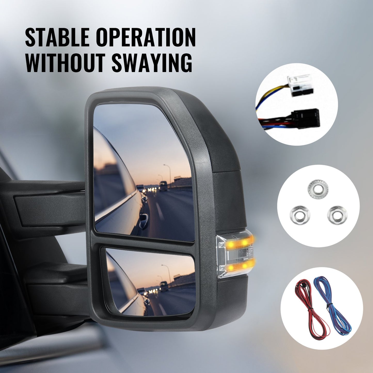 VEVOR Towing Mirrors, Left & Right Pair Set for 2015-2018 Ford F150, Power Heated with Signal Light,-$250