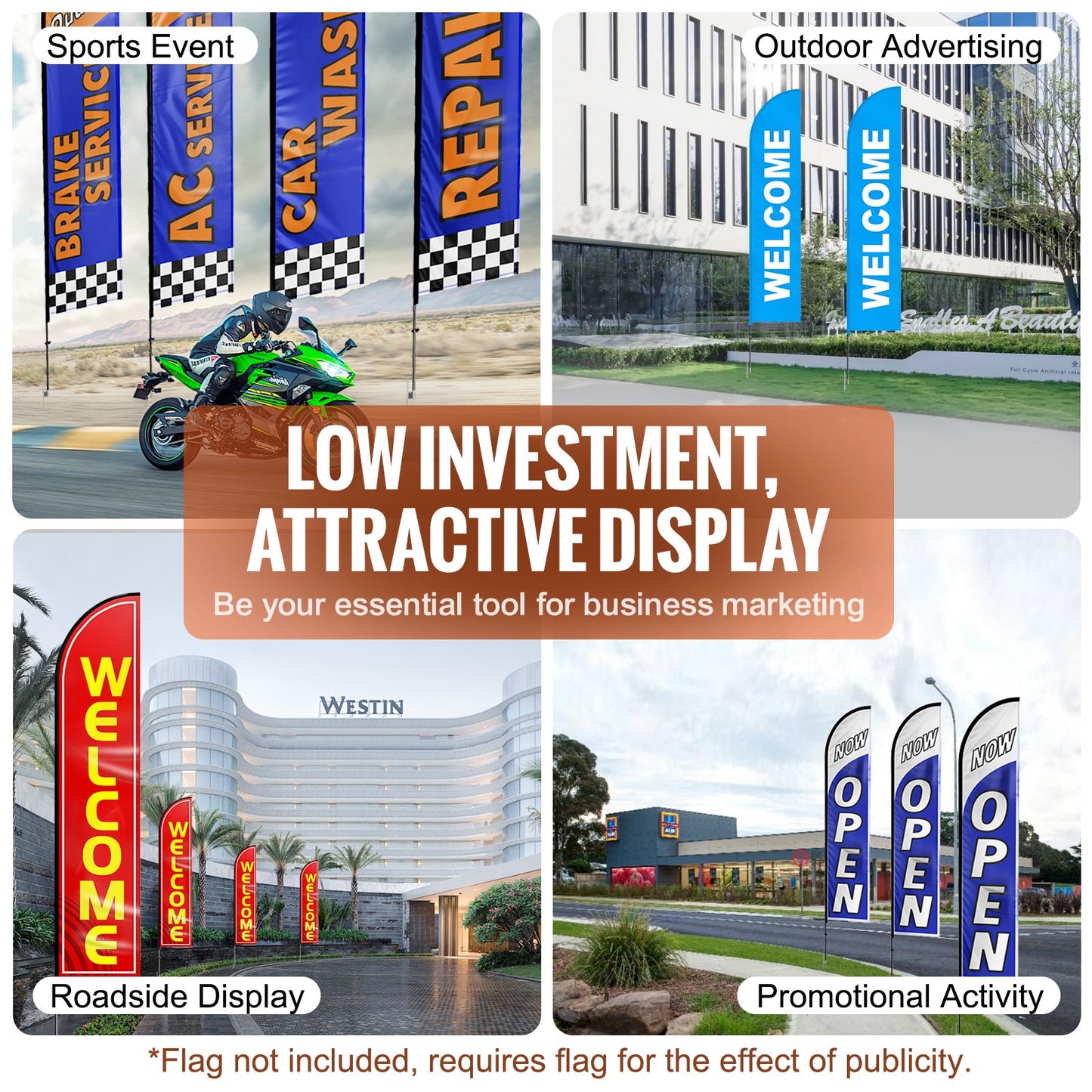 VEVOR Feather Flag Pole Kit, Swooper Flag Pole Set 16.3 ft, Sign Flag Poles(Flag Not Included),-$35