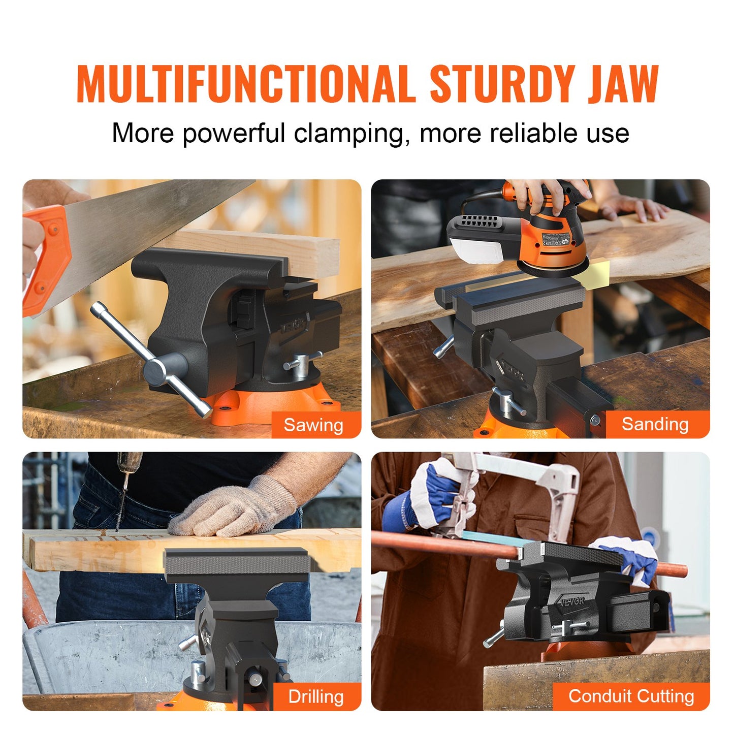 VEVOR Bench Vise, 6.5" Jaw Width 6.5" Forward &9.3" Reverse Opening, 360° Swivel Base,-$70