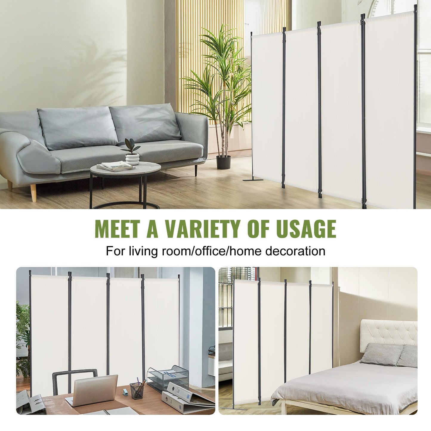 VEVOR Room Divider, 4 Panel Room Dividers and Folding Privacy Screens, Fabric Partition Room Dividers,-$55
