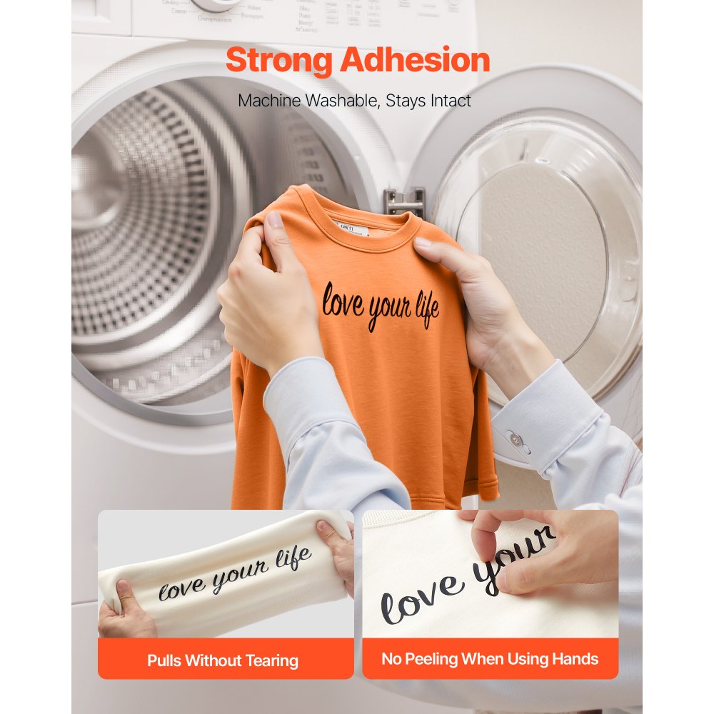 VEVOR Heat Transfer Vinyl, 12 in x 25 ft, Glossy Black HTV Iron on Vinyl Roll, Easy to Cut and Weed,-$13