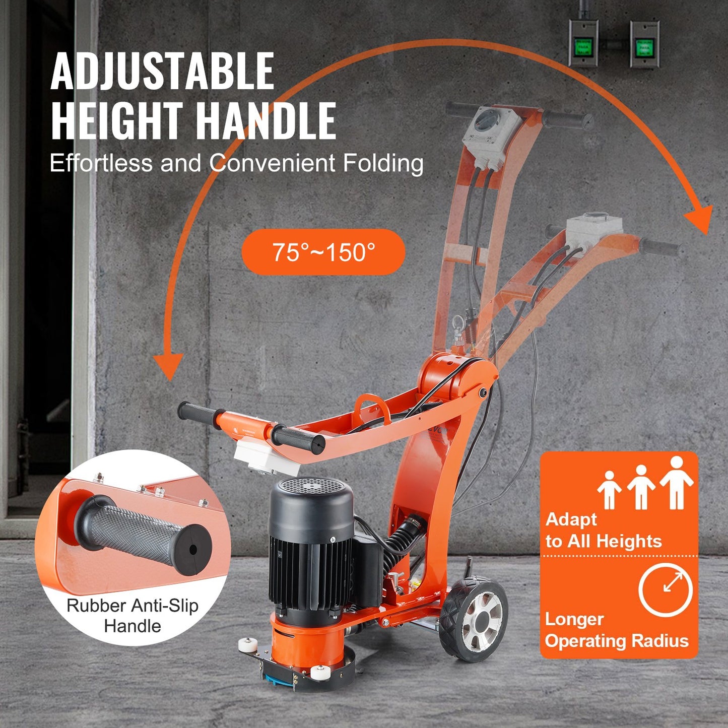 VEVOR Electric Concrete Floor Grinder 7" Walk-Behind Grinder 1.7HP Concrete Floor Polisher,-$750