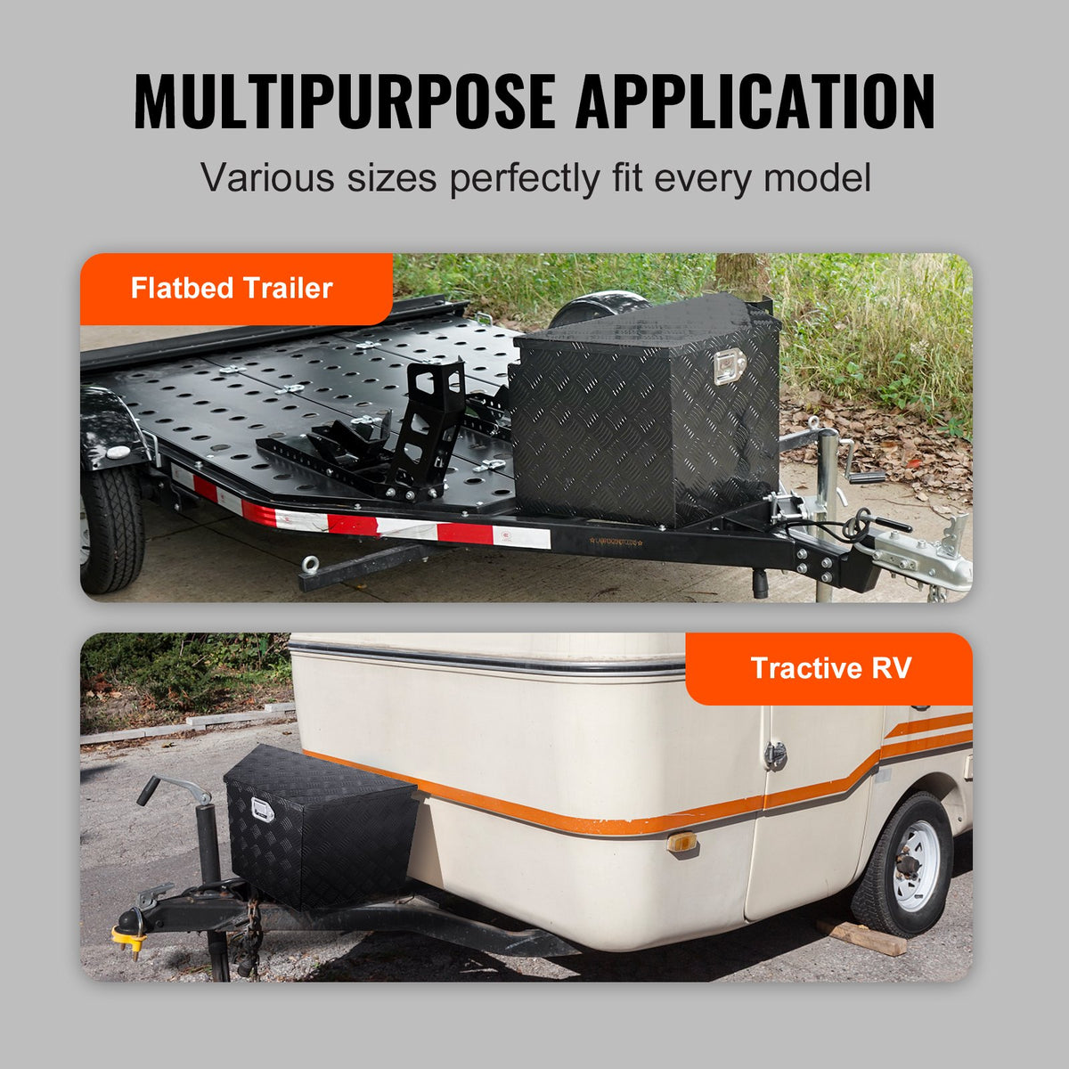 VEVOR Trailer Tongue Box,Aluminum Alloy Diamond Plate Tongue Box Tool Chest,Heavy Duty with Lock & Keys,Utility Trailer Tongue Box for Pickup Truck,RV,Trailer