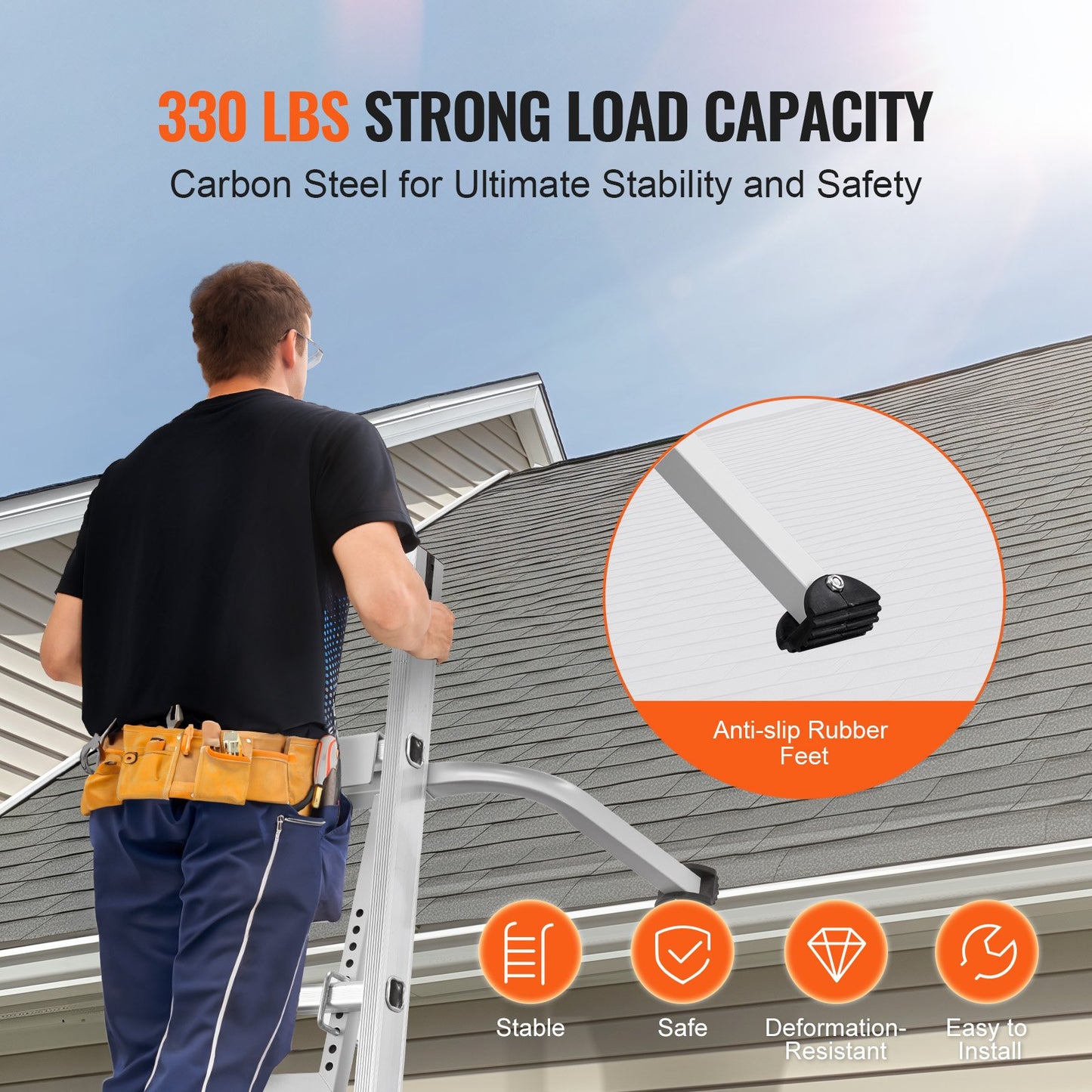 VEVOR Ladder Stabilizer, Heavy Duty Steel Ladder Roof Hook, Ladder Stabilizer with Wing Span,-$45
