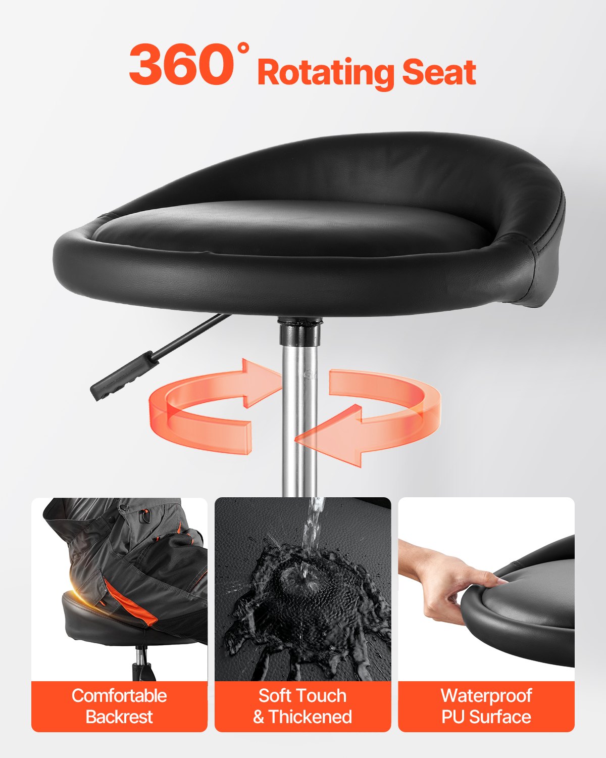 VEVOR Rolling Shop Stool, Pneumatic Garage Seat/Work Stool with 300 lbs Capacity,-$85