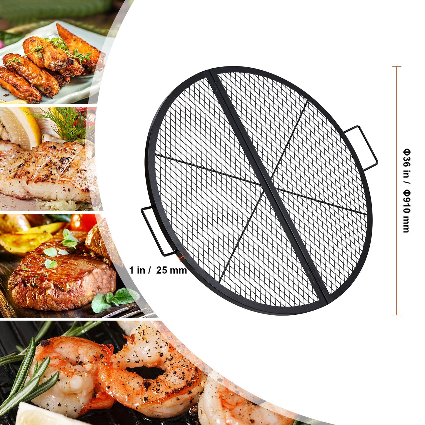 VEVOR X-Marks Fire Pit Grill Grate, Foldable Round Cooking Grate,Campfire BBQ Grill Grid,-$40
