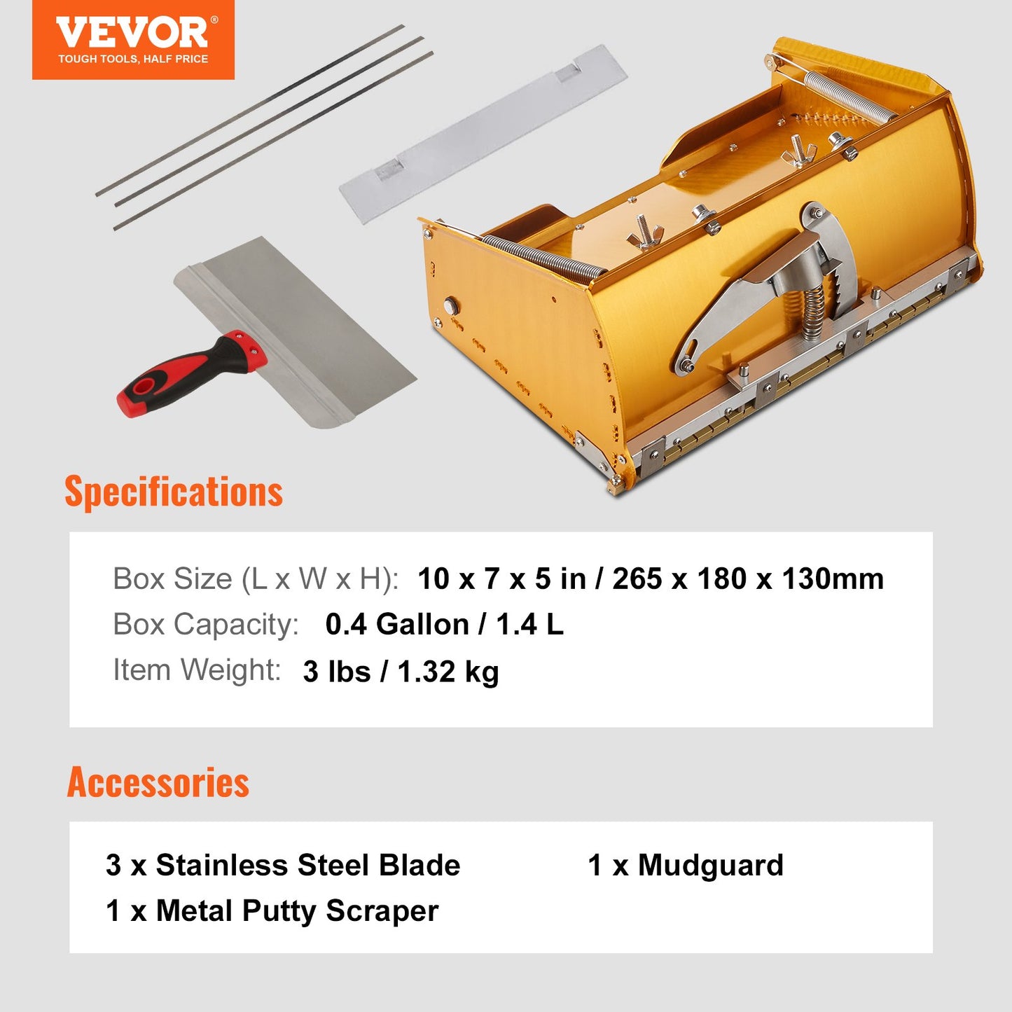 VEVOR Drywall Flat Box, 10-Inch Wide Quick Clean, Aluminum Finishing Mud Box for Plasterboard,-$60