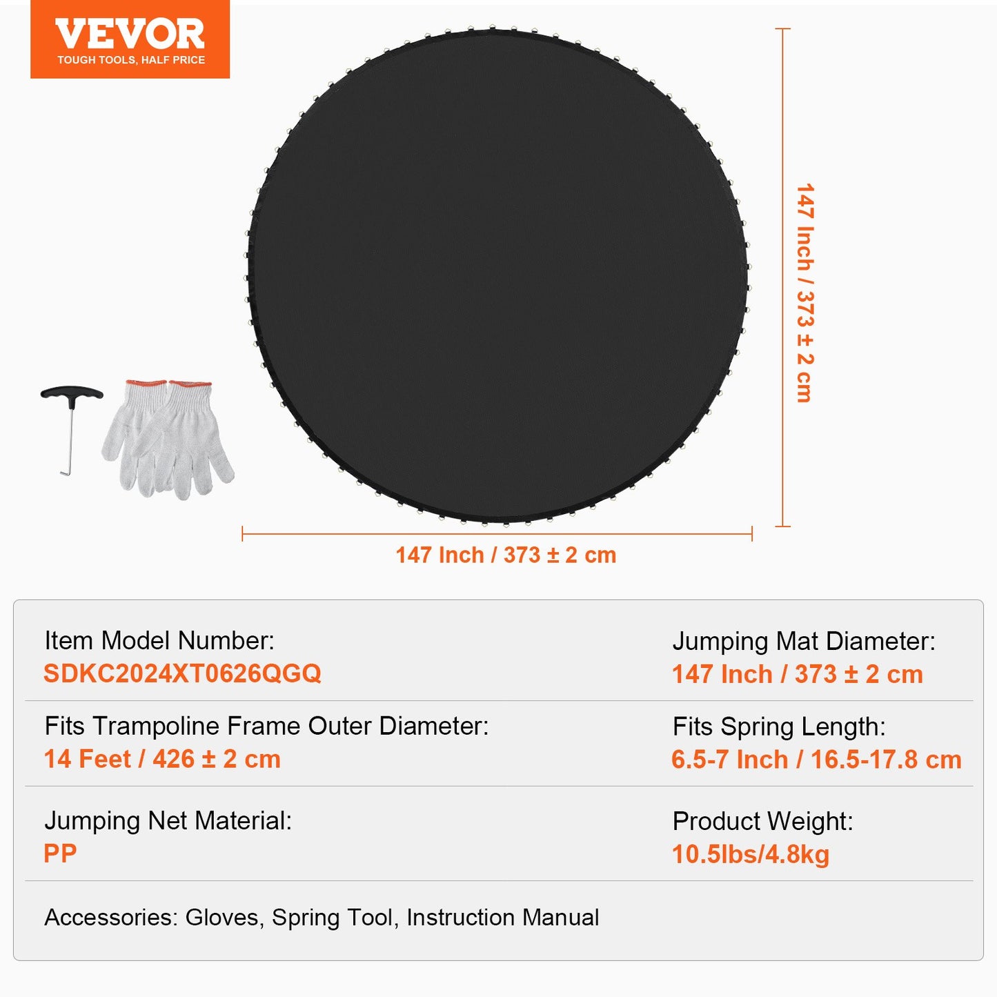 VEVOR Replacement Trampoline Mat, Jumping Mat Fits 14ft Frame, Universal Jumping Mat Trampoline,-$50
