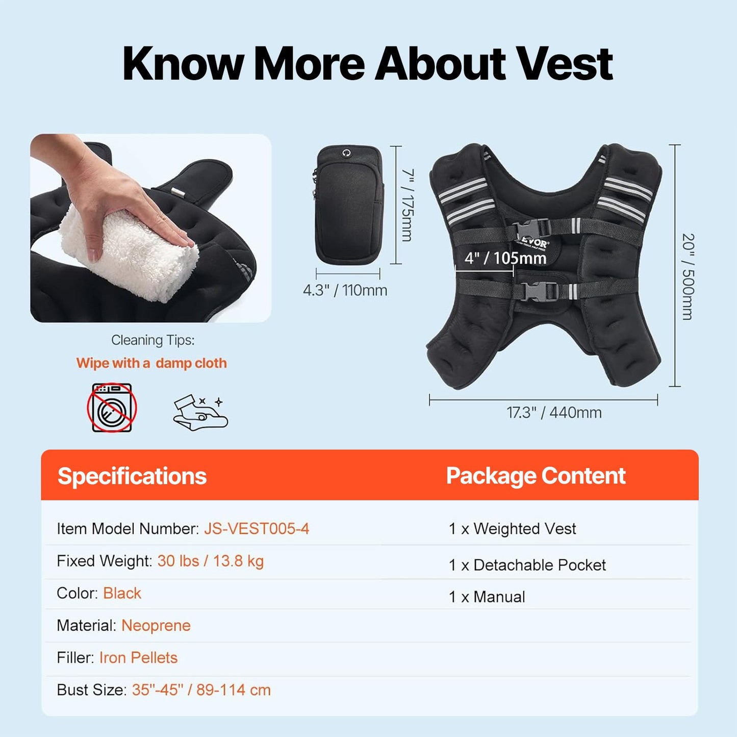 VEVOR Weighted Vest, 20 lbs Weight Vest with Reflective Stripe, Adjustable Buckle Body,-$35