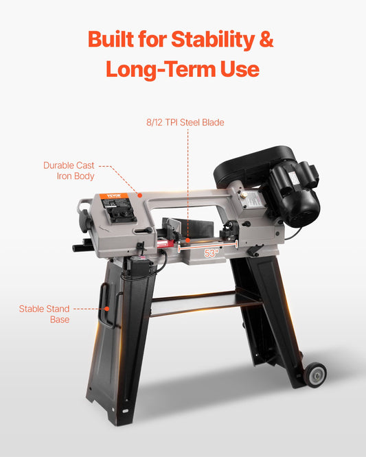 VEVOR Metal Horizontal Band Saw, 4 in x 6 in Rectangular Cutting Capacity, 110V Metal Vertical,-$490