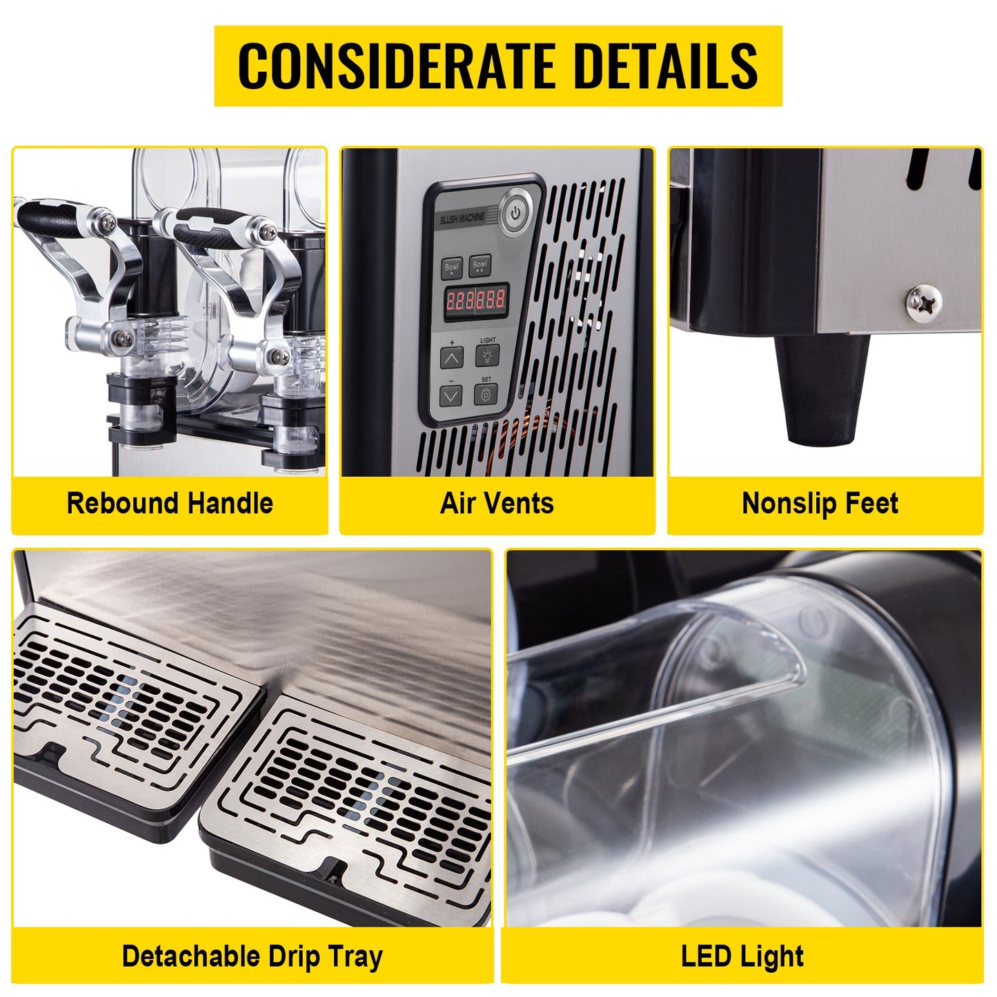 VEVOR Commercial Slushy Machine, 3Lx2 Double Tank Frozen Drink Machine, 24 Cups,-$600