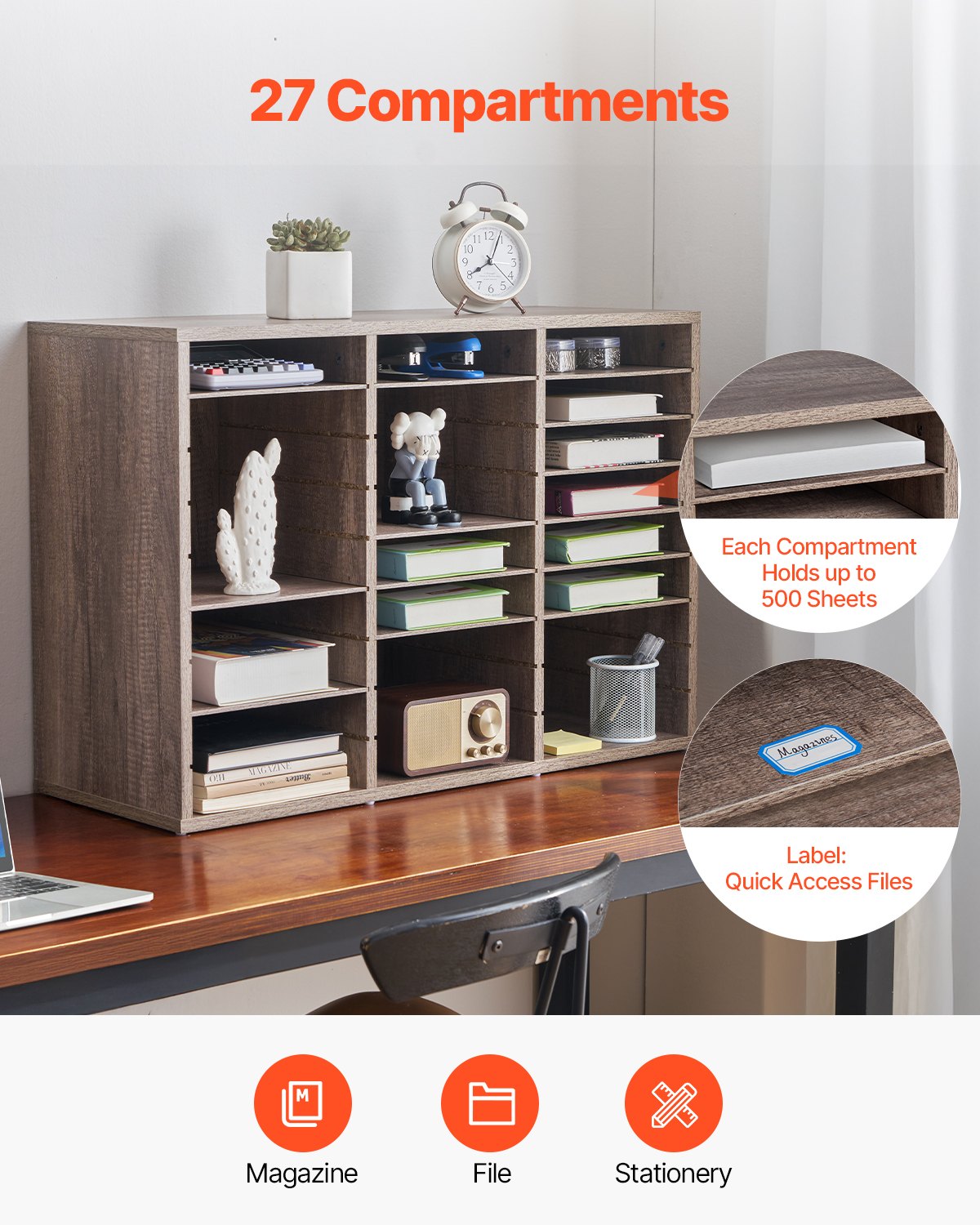 VEVOR Literature Organizer, 27 Compartments Office Mailbox with Removable Shelves,-$65