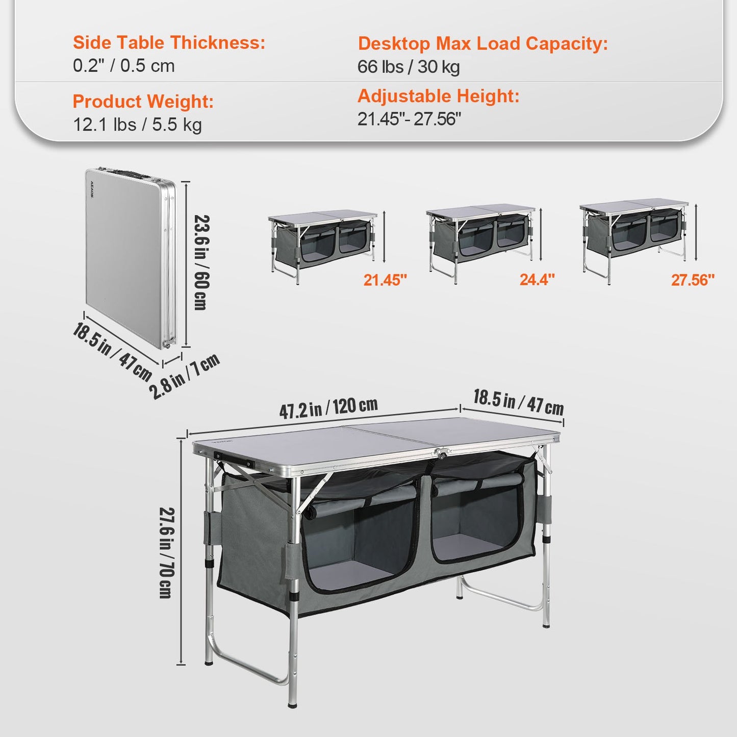 VEVOR Camping Kitchen Table, Quick set-up Folding Camping Table with A Carrying Bag, -$45