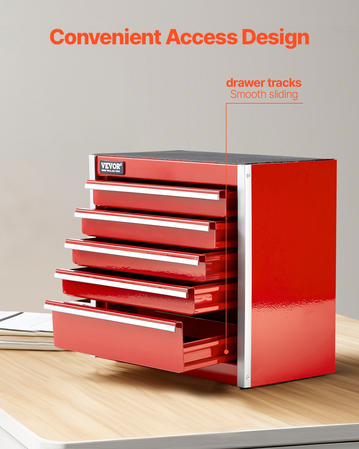VEVOR Metal Tool Box, 8.6-inch, Portable Metal Tool Box with 5 Drawers,EVA Liners and PP Feet Pads,-$30