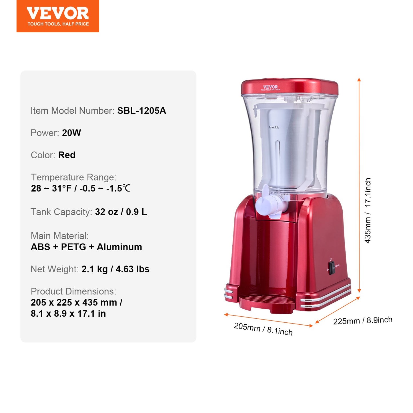 VEVOR Slushy Machine for Home, 32oz Tank Home-use Margarita Machine, Smoothie Frozen Drink Maker,-$55