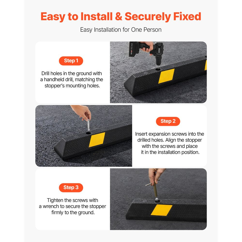 VEVOR Parking Stopper, 72 Inch Heavy Duty Parking Aid for Garage, Rubber Curb Garage Floor Stopper,-$50