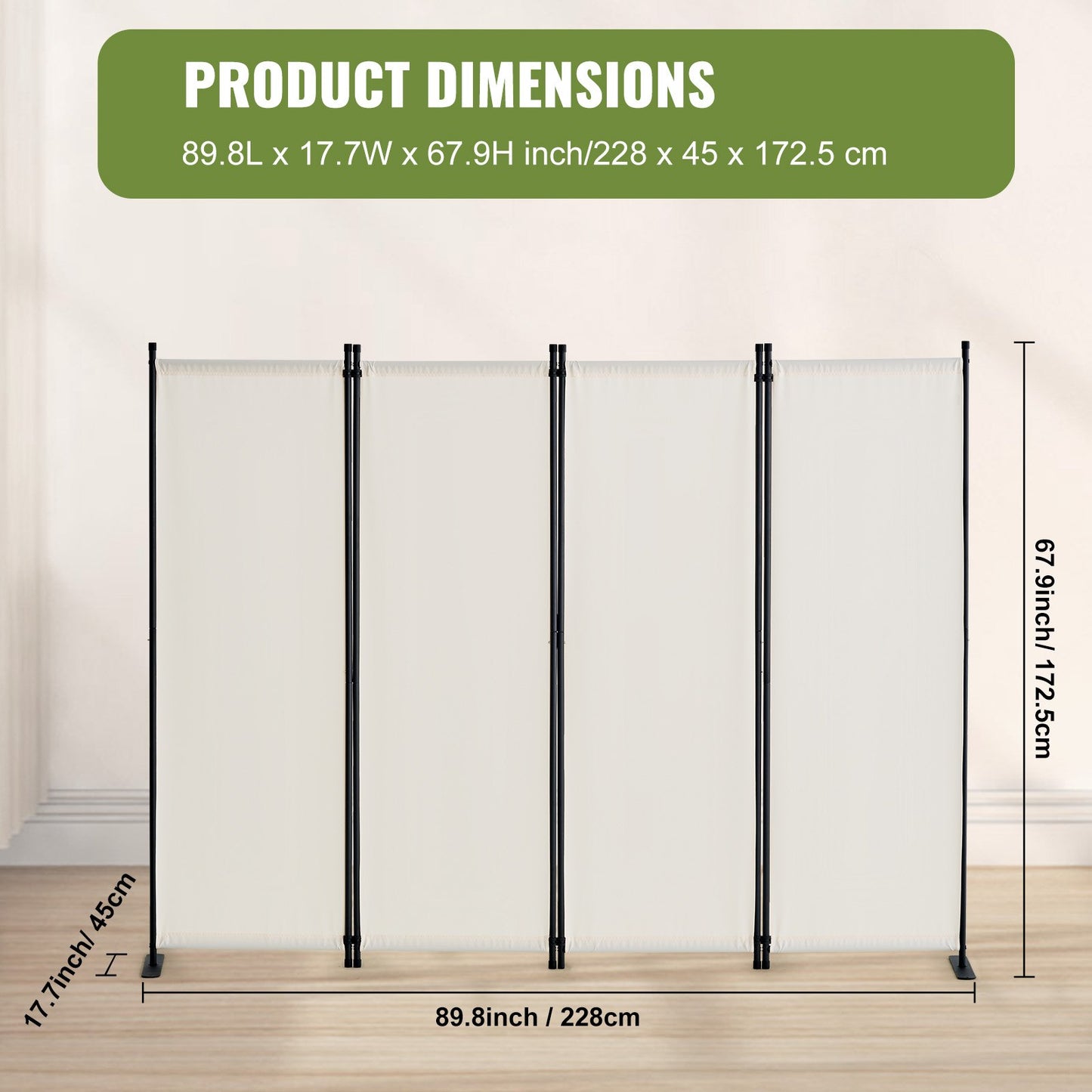 VEVOR Room Divider, 4 Panel Room Dividers and Folding Privacy Screens, Fabric Partition Room Dividers,-$55