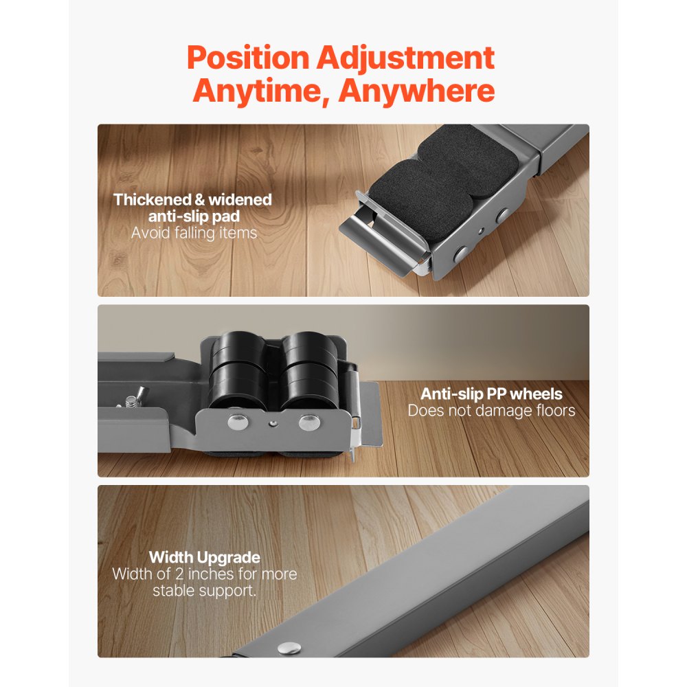 VEVOR Heavy Duty Appliance Rollers, 330 lbs Load Capacity, Furniture Dolly Mobile Roller W/Adj Base,-$20