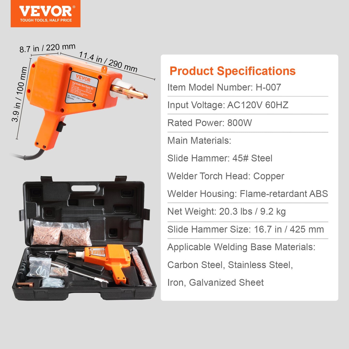 VEVOR Stud Welder Dent Repair Kit, 800W Spot Welder Stud with 5 Welding Mode, -$165