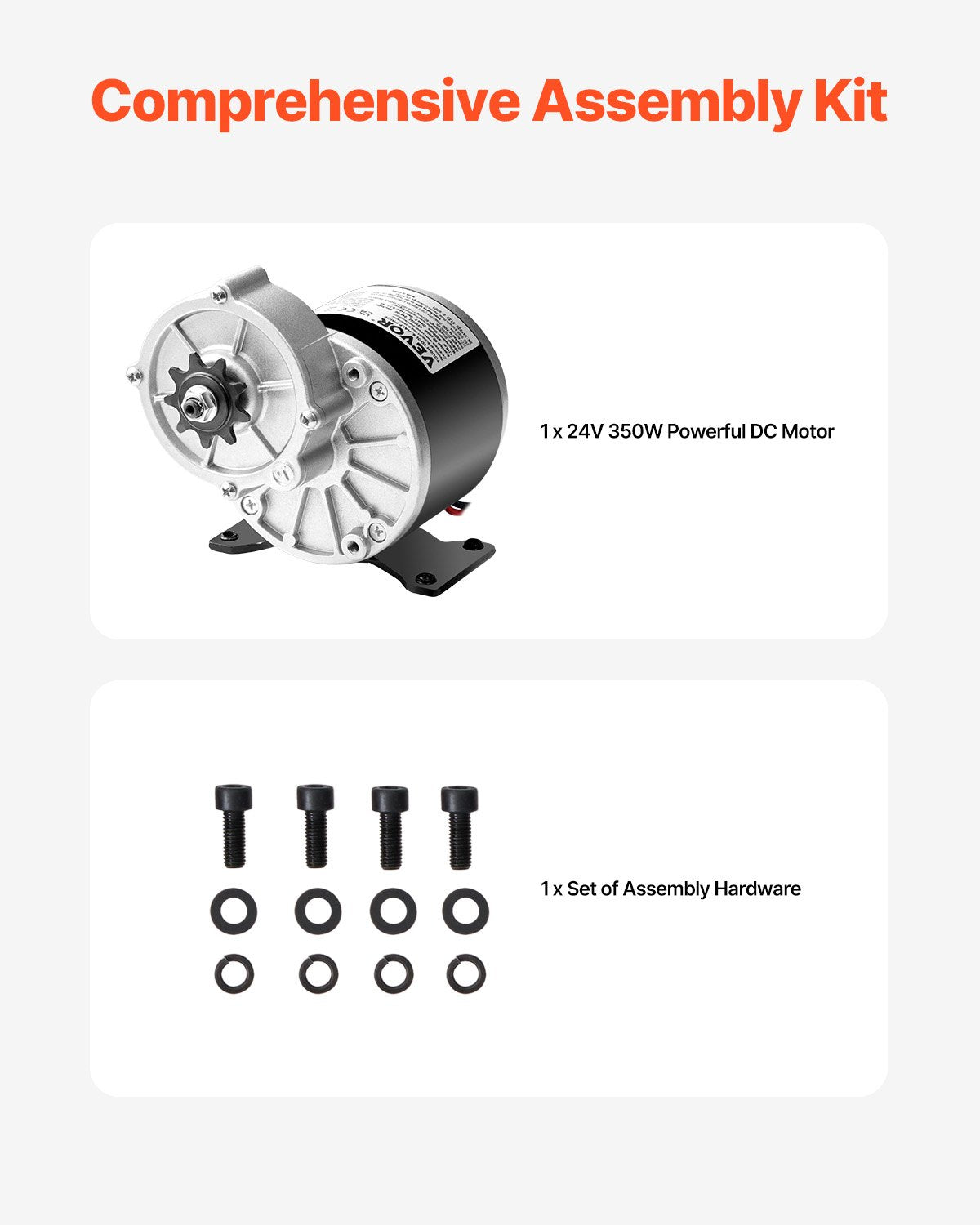 VEVOR 350W Electric Powerful DC Motor, 24V 3000rpm Go Kart Electric Brushed Motor,-$40
