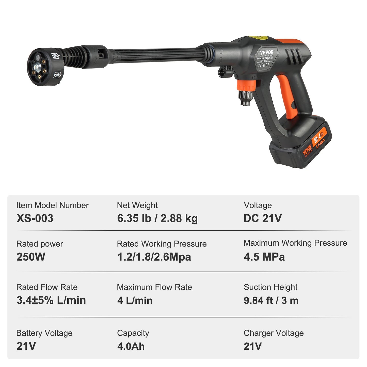 VEVOR Cordless Pressure Washer, 652-PSI 1.1 GPM Portable Power Cleaner, Handheld High-Washer Gun,-$70