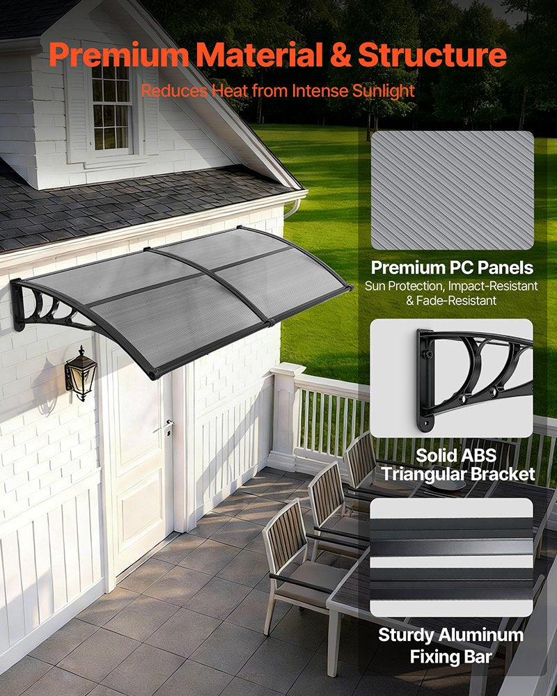 VEVOR Awnings for Door Entrance, 38 x 78 in, Exterior Front Door Window Awnings with Drainage,-$60