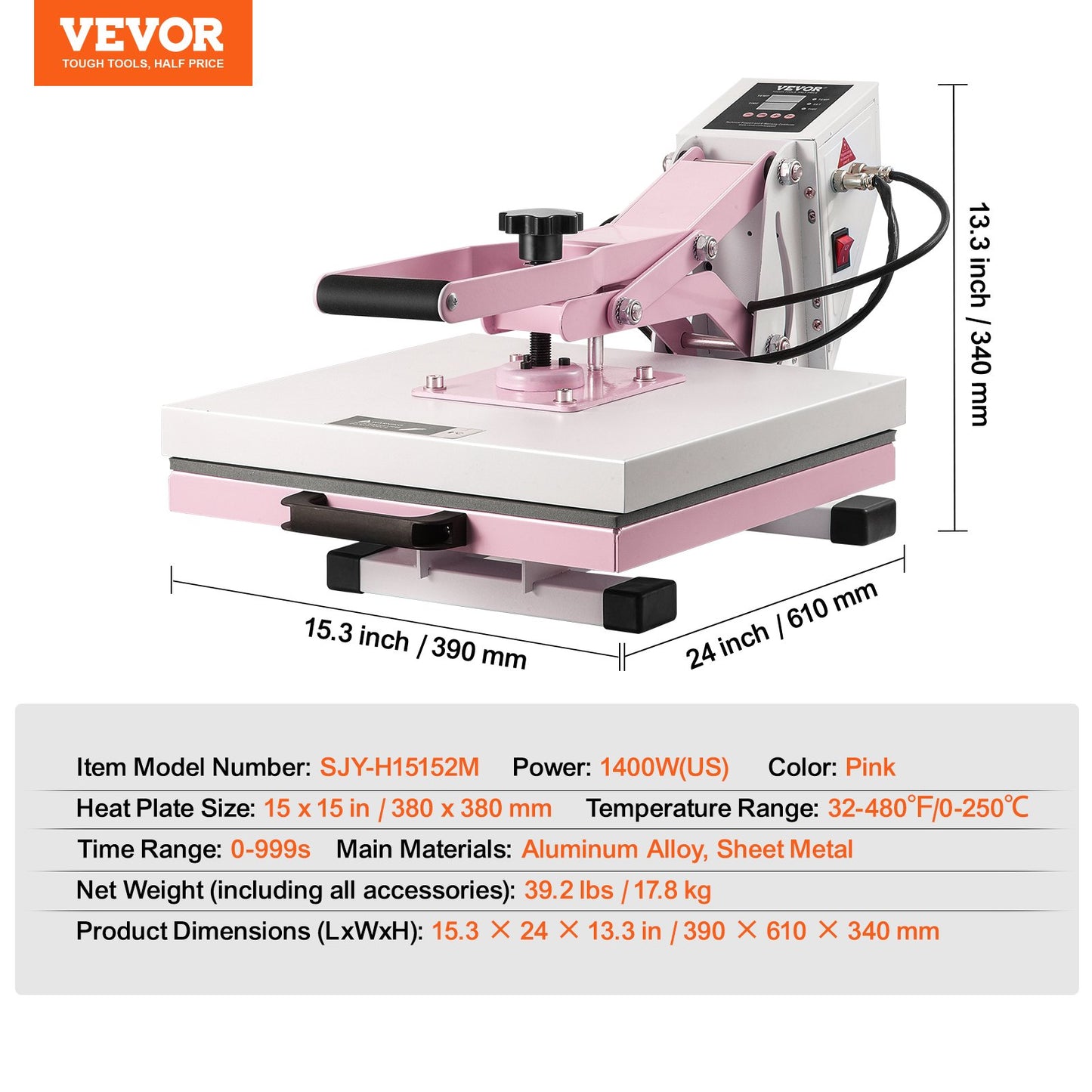 VEVOR Heat Press, 15 x 15 inch Digital Heat Press Machine, Slide Out Heat Transfer Machine,-$145