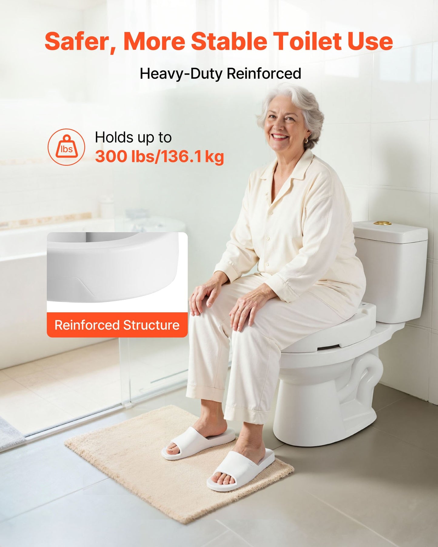 VEVOR Raised Toilet Seat, 300 lbs Load Capacity, 3.5-Inch Lift Height, Commode Elevated Toilet Seat,-$30